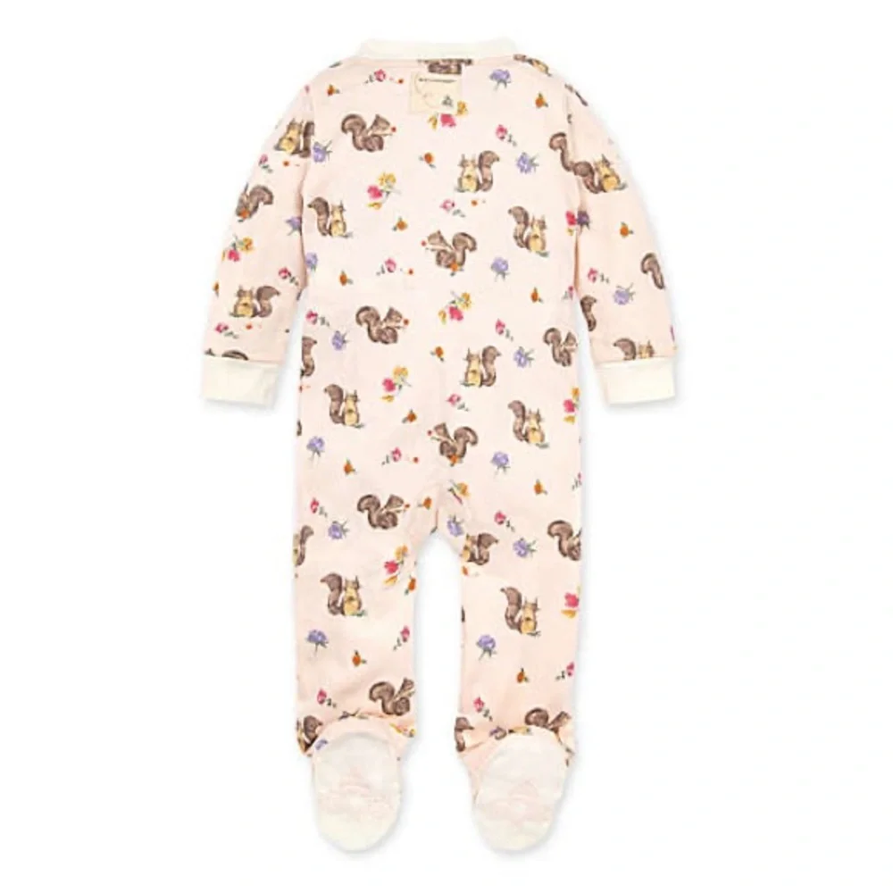Burt’s Bees Baby Sleep ‘N Play 3-6 M Squirrels Organic Cotton Footed Sleeper New